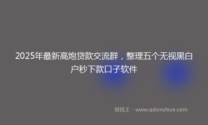 2025年最新高炮贷款交流群，整理五个无视黑白户秒下款口子软件