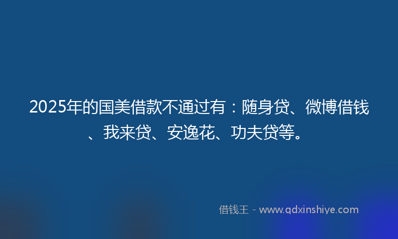 2025年的国美借款不通过有：随身贷、微博借钱、我来贷、安逸花、功夫贷等。