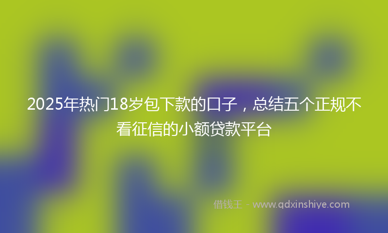 2025年热门18岁包下款的口子，总结五个正规不看征信的小额贷款平台