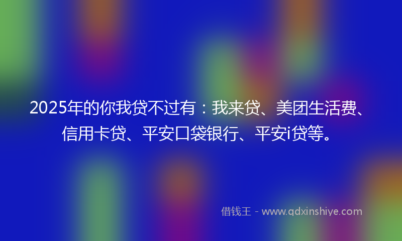 2025年的你我贷不过有：我来贷、美团生活费、信用卡贷、平安口袋银行、平安i贷等。