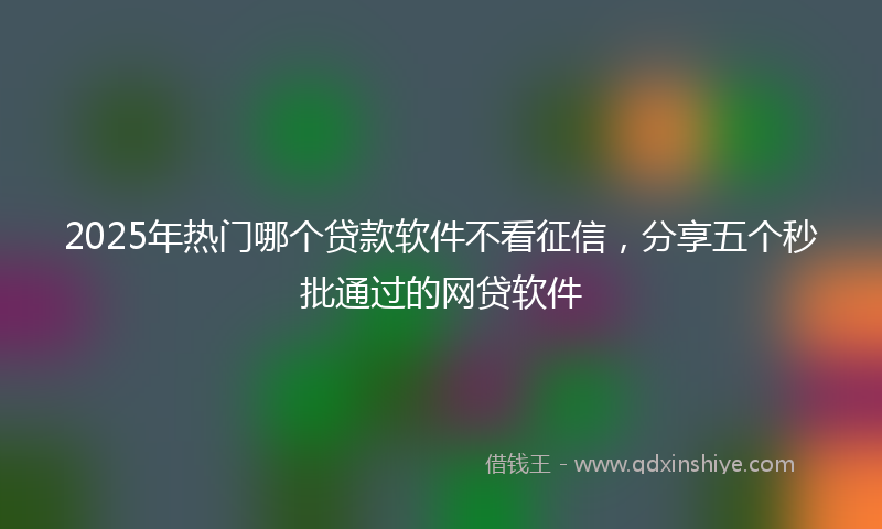 2025年热门哪个贷款软件不看征信，分享五个秒批通过的网贷软件