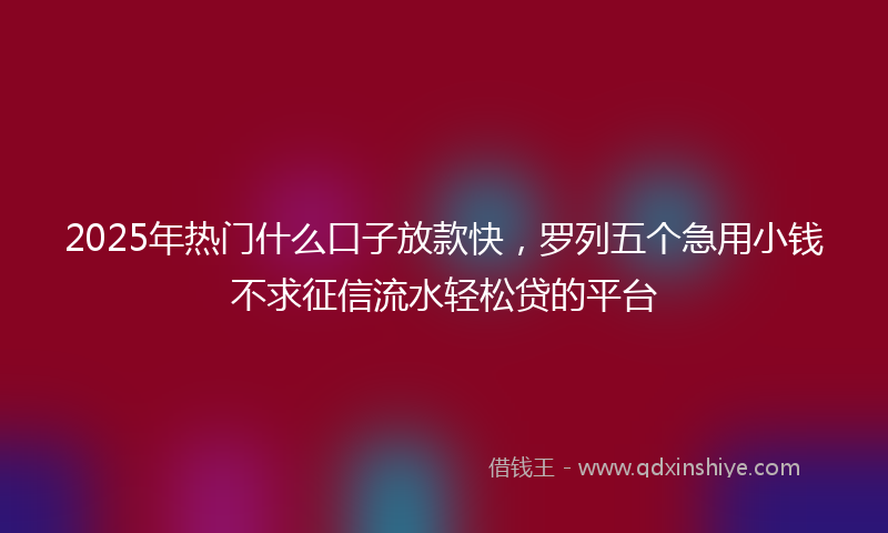 2025年热门什么口子放款快，罗列五个急用小钱不求征信流水轻松贷的平台