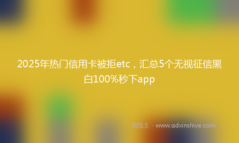 2025年热门信用卡被拒etc,汇总5个无视征信黑白100%秒下app