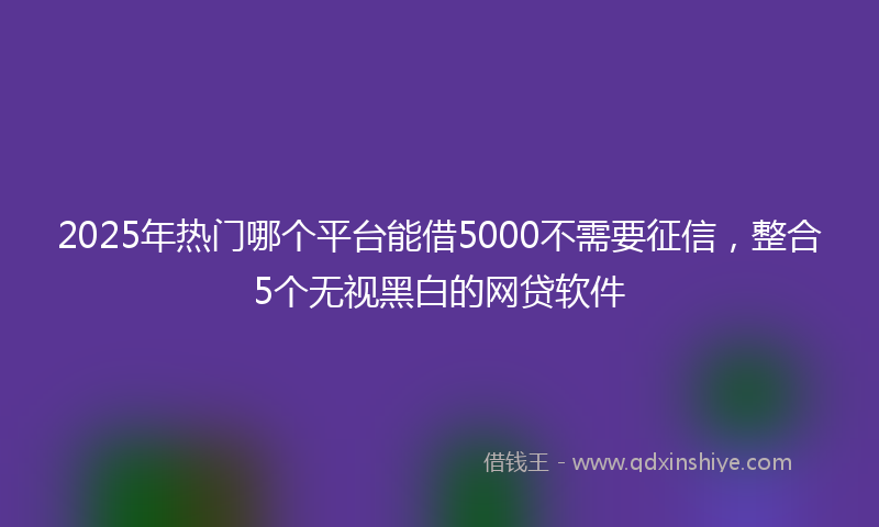 2025年热门哪个平台能借5000不需要征信，整合5个无视黑白的网贷软件