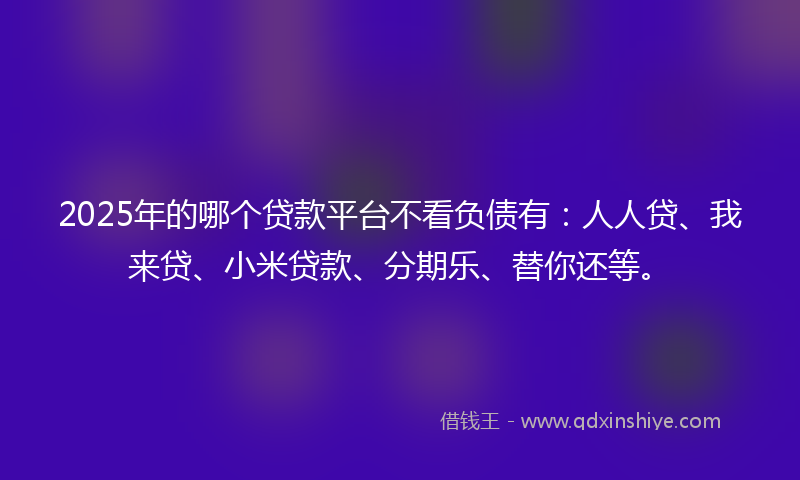 2025年的哪个贷款平台不看负债有：人人贷、我来贷、小米贷款、分期乐、替你还等。
