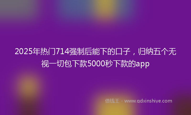 2025年热门714强制后能下的口子，归纳五个无视一切包下款5000秒下款的app