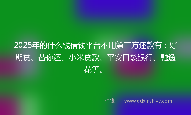 2025年的什么钱借钱平台不用第三方还款有：好期贷、替你还、小米贷款、平安口袋银行、融逸花等。