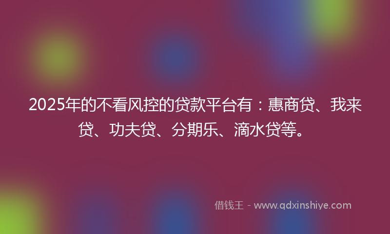 2025年的不看风控的贷款平台有：惠商贷、我来贷、功夫贷、分期乐、滴水贷等。