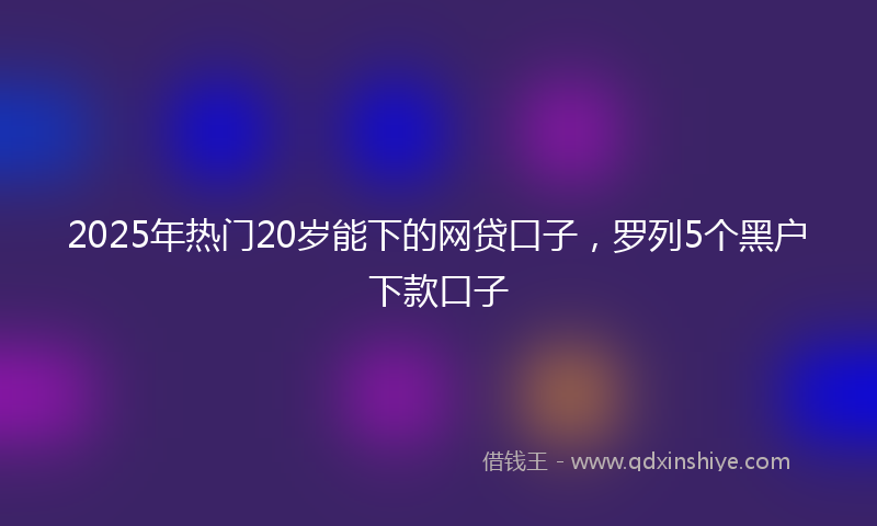 2025年热门20岁能下的网贷口子，罗列5个黑户下款口子