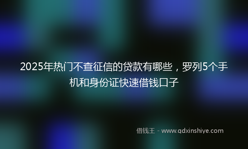 2025年热门不查征信的贷款有哪些，罗列5个手机和身份证快速借钱口子