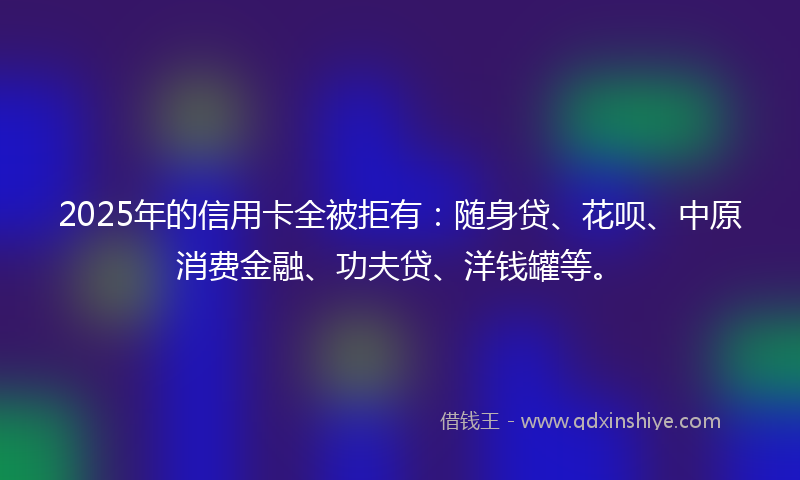 2025年的信用卡全被拒有：随身贷、花呗、中原消费金融、功夫贷、洋钱罐等。