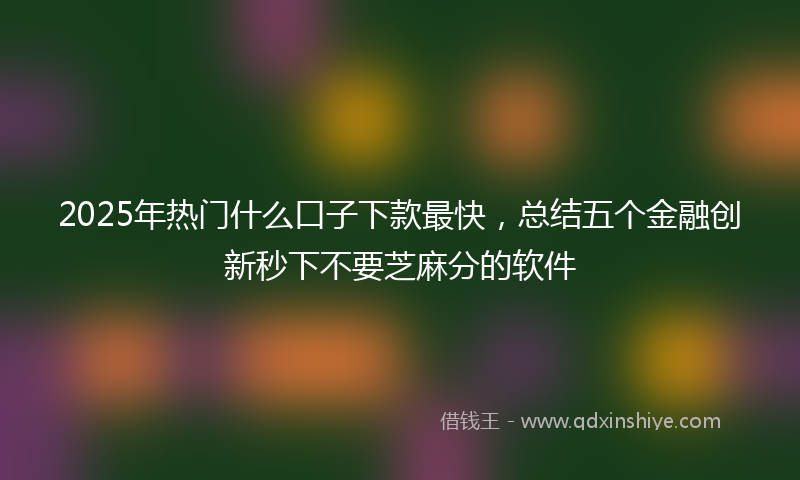 2025年热门什么口子下款最快，总结五个金融创新秒下不要芝麻分的软件