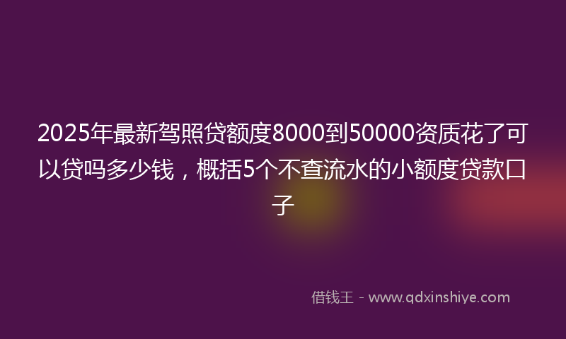 2025年最新驾照贷额度8000到50000资质花了可以贷吗多少钱，概括5个不查流水的小额度贷款口子