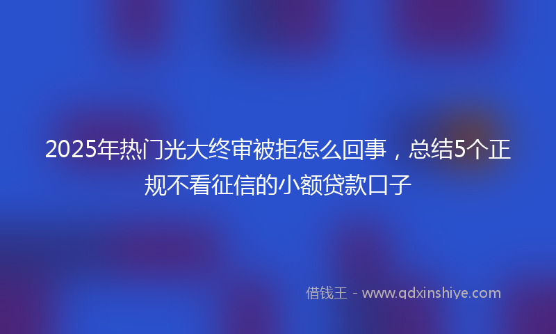 2025年热门光大终审被拒怎么回事，总结5个正规不看征信的小额贷款口子