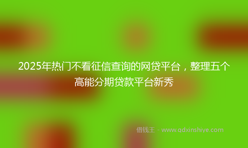 2025年热门不看征信查询的网贷平台，整理五个高能分期贷款平台新秀