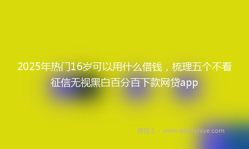 2025年热门16岁可以用什么借钱，梳理五个不看征信无视黑白百分百下款网贷app