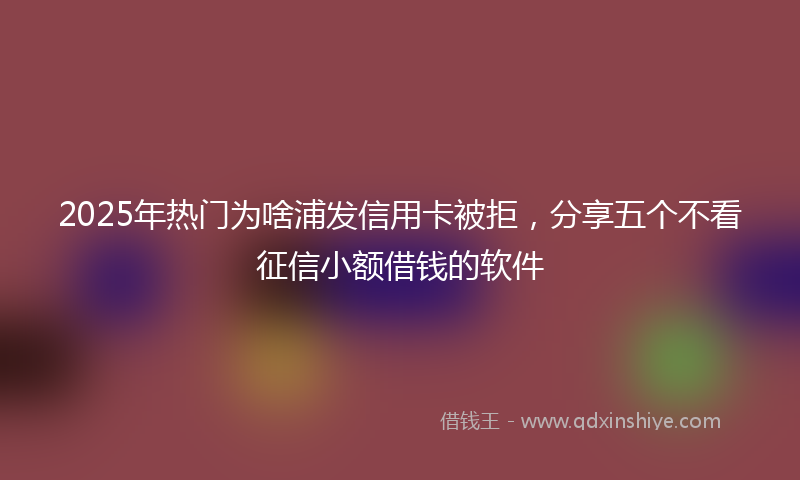 2025年热门为啥浦发信用卡被拒，分享五个不看征信小额借钱的软件