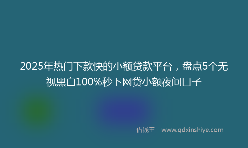 2025年热门下款快的小额贷款平台，盘点5个无视黑白100%秒下网贷小额夜间口子