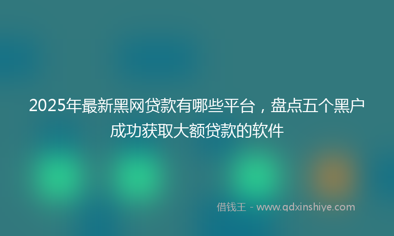 2025年最新黑网贷款有哪些平台，盘点五个黑户成功获取大额贷款的软件