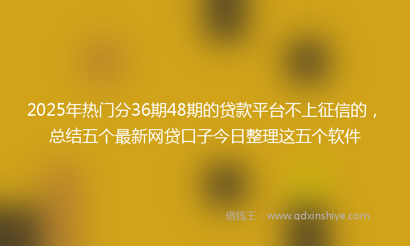 2025年热门分36期48期的贷款平台不上征信的，总结五个最新网贷口子今日整理这五个软件