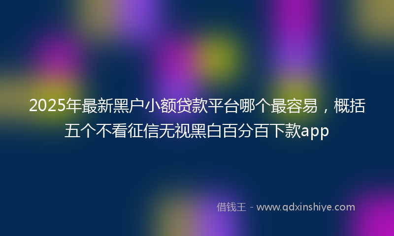 2025年最新黑户小额贷款平台哪个最容易，概括五个不看征信无视黑白百分百下款app