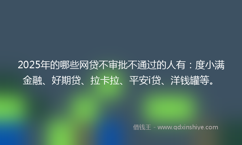 2025年的哪些网贷不审批不通过的人有：度小满金融、好期贷、拉卡拉、平安i贷、洋钱罐等。