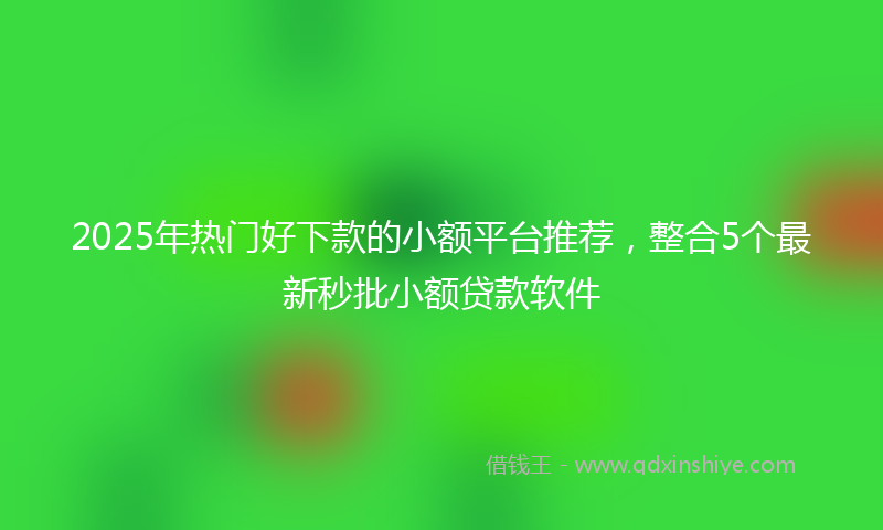 2025年热门好下款的小额平台推荐，整合5个最新秒批小额贷款软件