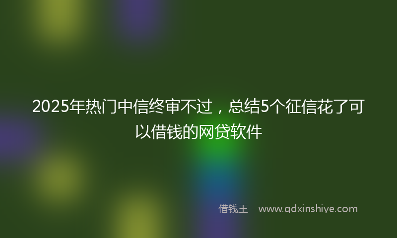 2025年热门中信终审不过，总结5个征信花了可以借钱的网贷软件