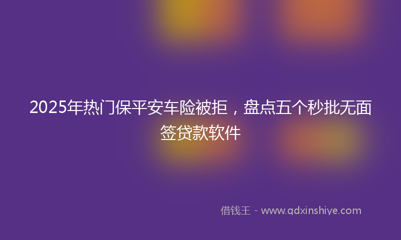 2025年热门保平安车险被拒，盘点五个秒批无面签贷款软件