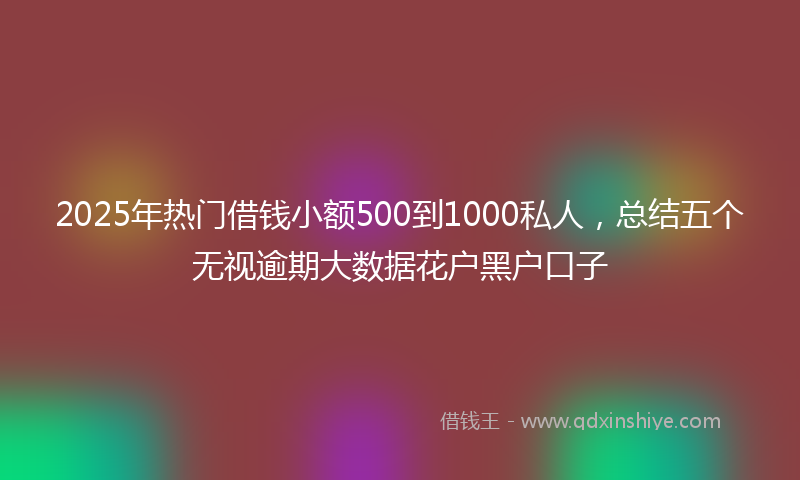 2025年热门借钱小额500到1000私人，总结五个无视逾期大数据花户黑户口子