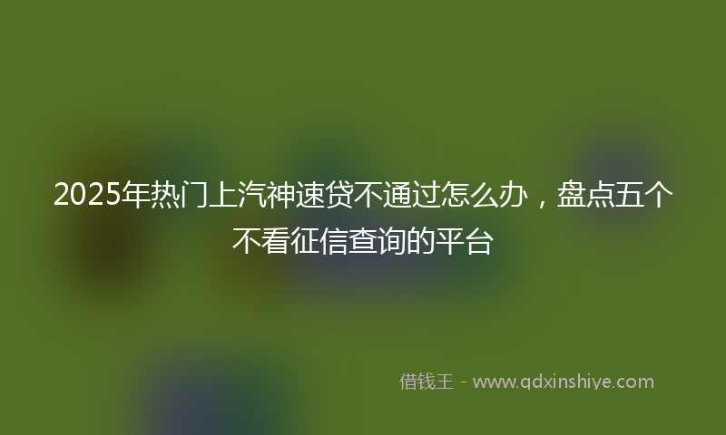 2025年热门上汽神速贷不通过怎么办，盘点五个不看征信查询的平台