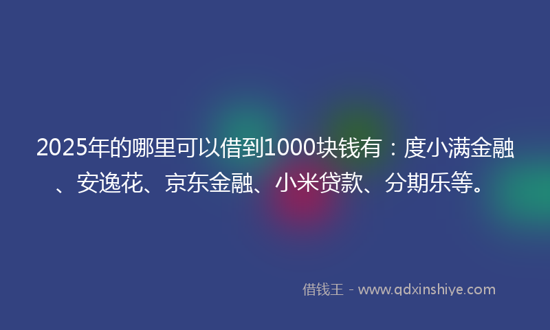 2025年的哪里可以借到1000块钱有：度小满金融、安逸花、京东金融、小米贷款、分期乐等。