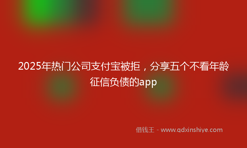 2025年热门公司支付宝被拒，分享五个不看年龄征信负债的app