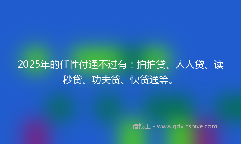 2025年的任性付通不过有：拍拍贷、人人贷、读秒贷、功夫贷、快贷通等。