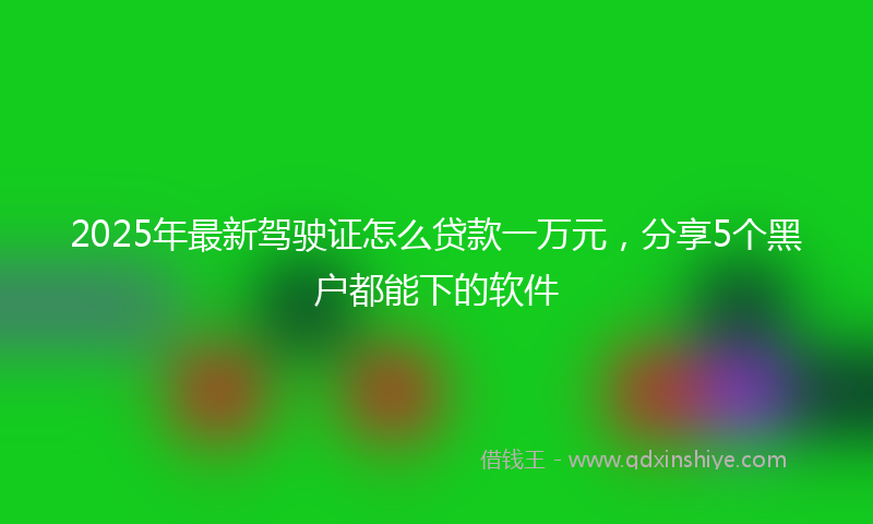 2025年最新驾驶证怎么贷款一万元，分享5个黑户都能下的软件