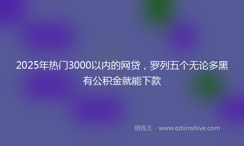 2025年热门3000以内的网贷，罗列五个无论多黑有公积金就能下款