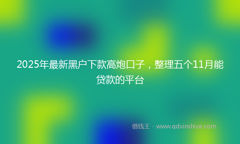 2025年最新黑户下款高炮口子，整理五个11月能贷款的平台