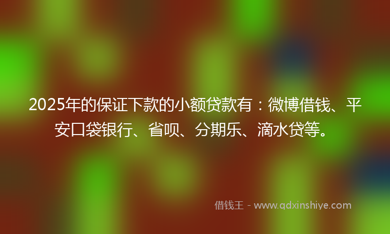 2025年的保证下款的小额贷款有：微博借钱、平安口袋银行、省呗、分期乐、滴水贷等。