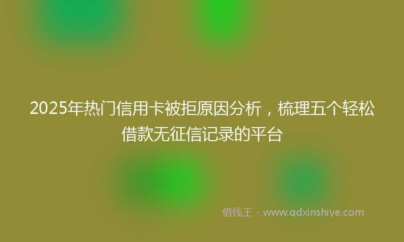 2025年热门信用卡被拒原因分析，梳理五个轻松借款无征信记录的平台