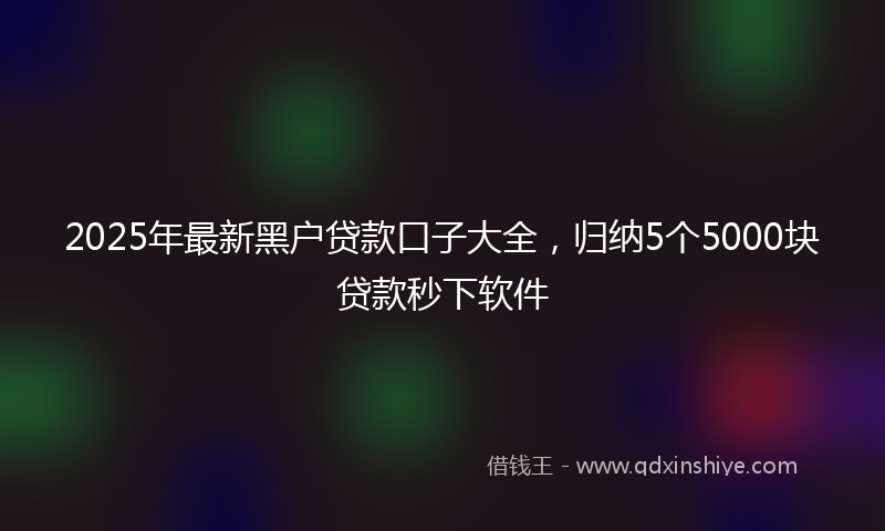 2025年最新黑户贷款口子大全，归纳5个5000块贷款秒下软件