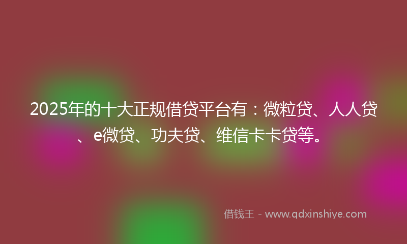 2025年的十大正规借贷平台有：微粒贷、人人贷、e微贷、功夫贷、维信卡卡贷等。