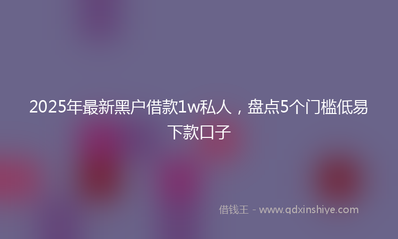 2025年最新黑户借款1w私人，盘点5个门槛低易下款口子