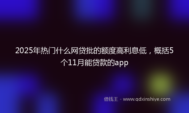2025年热门什么网贷批的额度高利息低，概括5个11月能贷款的app