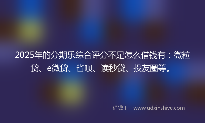 2025年的分期乐综合评分不足怎么借钱有：微粒贷、e微贷、省呗、读秒贷、投友圈等。