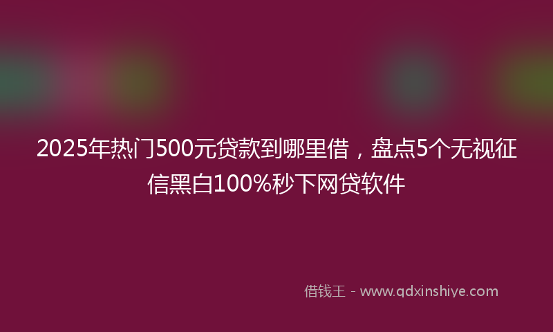 2025年热门500元贷款到哪里借，盘点5个无视征信黑白100%秒下网贷软件