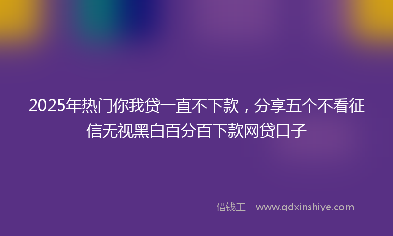 2025年热门你我贷一直不下款，分享五个不看征信无视黑白百分百下款网贷口子