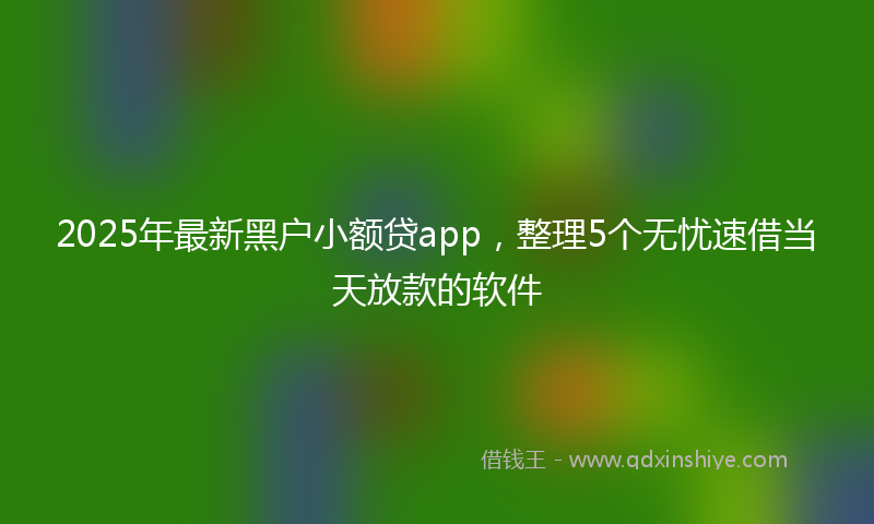 2025年最新黑户小额贷app，整理5个无忧速借当天放款的软件