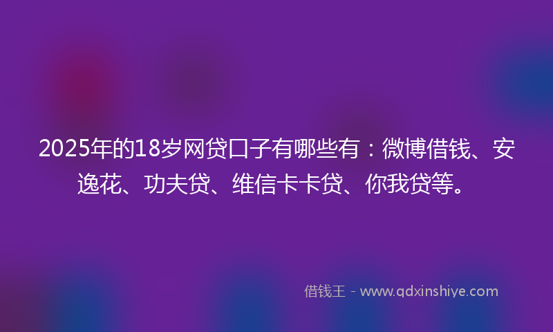 2025年的18岁网贷口子有哪些有：微博借钱、安逸花、功夫贷、维信卡卡贷、你我贷等。