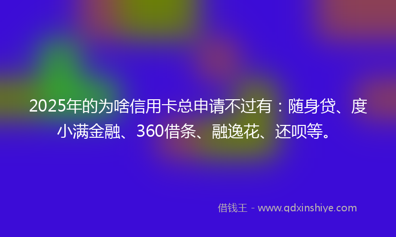 2025年的为啥信用卡总申请不过有：随身贷、度小满金融、360借条、融逸花、还呗等。
