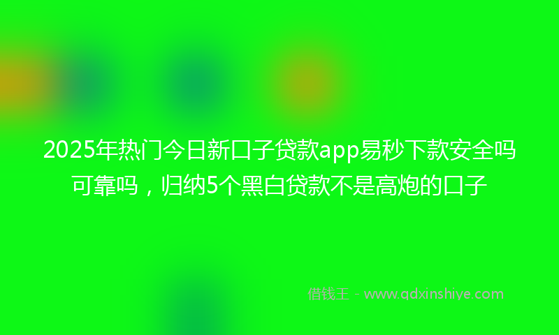 2025年热门今日新口子贷款app易秒下款安全吗可靠吗，归纳5个黑白贷款不是高炮的口子